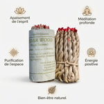 Encens en corde du Nepal cèdre 40 pièces avec emballage blanc et bénéfices wellness