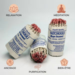 Encens en corde Népal patchouli 40 pièces packaging blanc avec bénéfices relaxation méditation bien-être