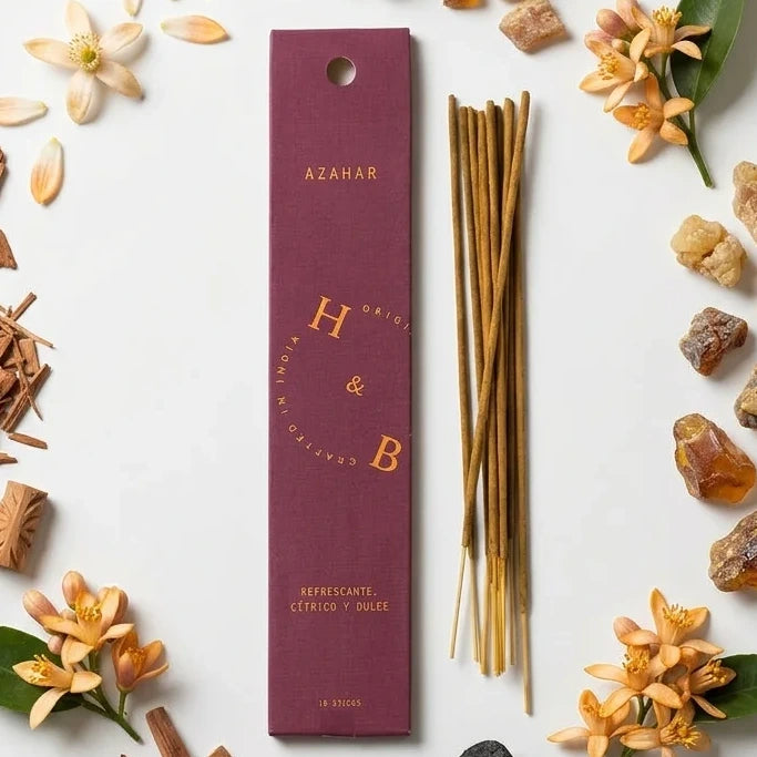 Encens Fleur d'Oranger x10 avec ingrédients naturels et emballage bordeaux