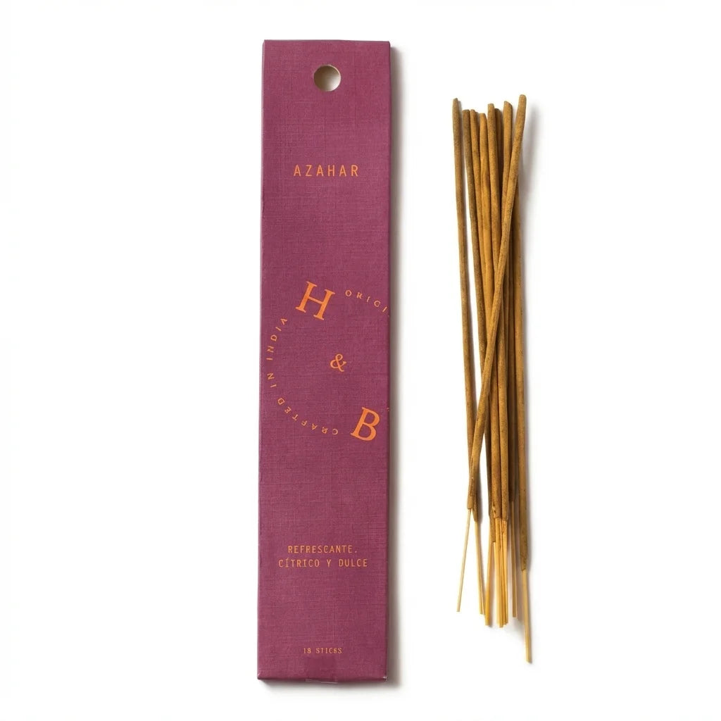 Encens Fleur d'Oranger AZAHAR x6 bâtons naturels en bambou avec boîte burgundy