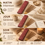 Encens naturel benjoin 10 bâtons - rituels matin sérénité soir avec packaging doré