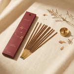 Encens naturel benjoin x6 avec bâtons de bois et porte-encens laiton