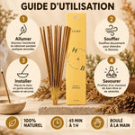 Encens naturel cèdre 10 bâtons avec guide d'utilisation 100% naturel roulé à la main