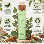 Encens naturel eucalyptus 10 bâtons avec feuilles fraîches, 100% naturel roulé à la main