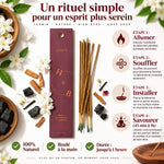 Encens naturel jasmin 10 bâtons avec ingrédients naturels et guide d'utilisation en 4 étapes