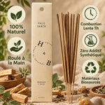 Encens Palo Santo naturel 10 bâtons avec packaging bois, certifications bio et éléments naturels