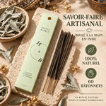Encens naturel sauge blanche 10 bâtons, roulé à la main en Inde, 100% naturel
