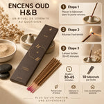 Encens Oud 10 bâtons H&B guide d'utilisation avec instructions étape par étape et durée de combustion