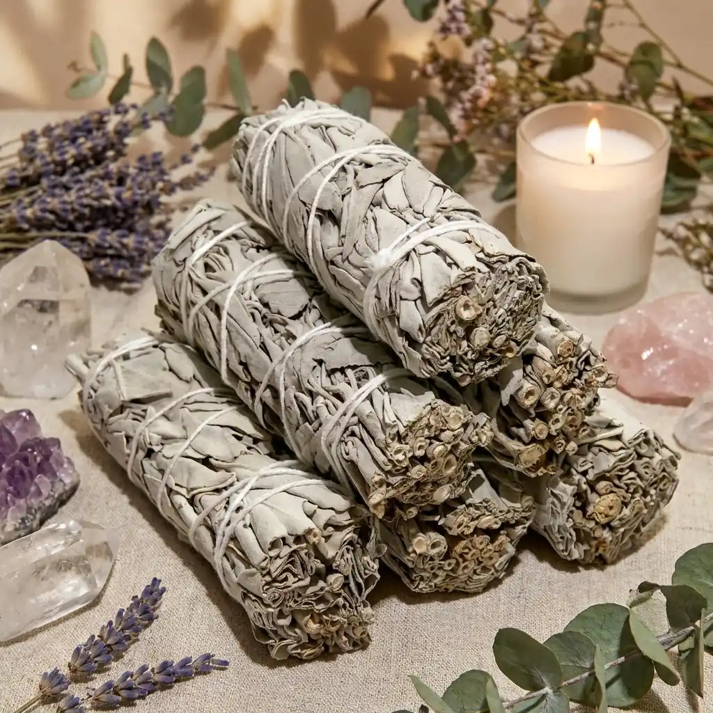 Sauge blanche Californie brûler purification spirituelle cristaux bougies rituels