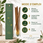 Encens Vétiver H&B 10 bâtons avec mode d'emploi illustré étape par étape