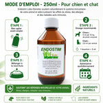 Endostim Labo-Demeter 250ml flacon avec mode d'emploi pour immunité chien chat