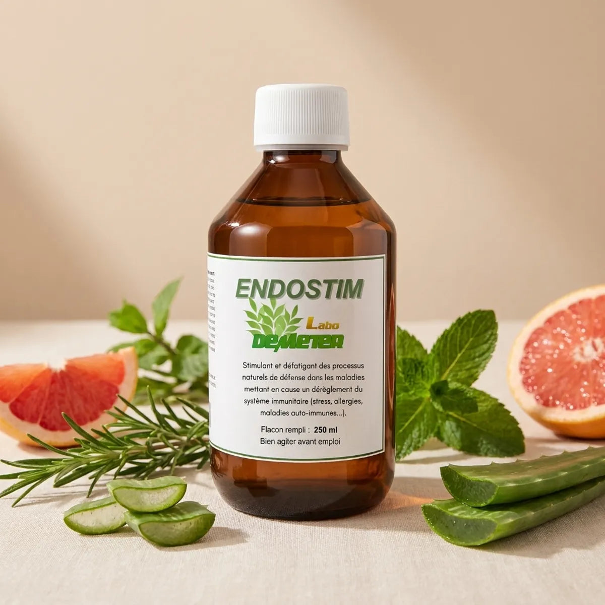 Endostim 250ml flacon immunité chat chien avec plantes naturelles et agrumes