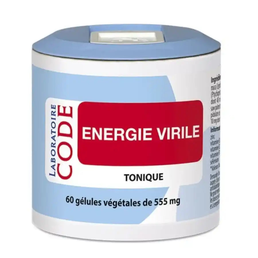 Energie virile, boîte de 60 gélules végétales pour être plus tonique au quotidien- Laboratoire Code 