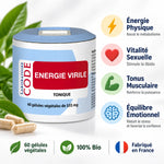 Energie Virile Bio 60 gélules - Complément naturel pour vitalité, énergie physique et tonus musculaire