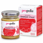 Propolia Énergie Vitale 120g - pot en verre avec couvercle argenté sur fond blanc