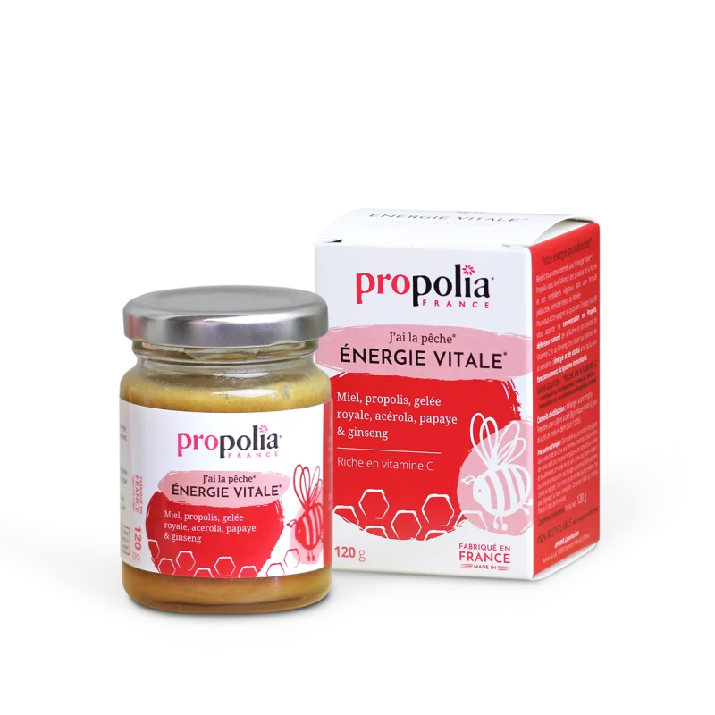 Energie vitale 120g propolia avec du meil, propolis, glée royale, acérola, papaye et ginseng