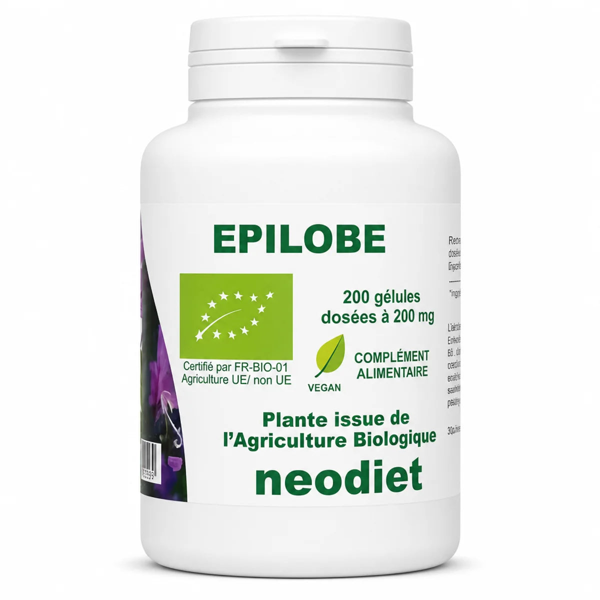 Épilobe Bio 200 gélules Neodiet - Complément alimentaire biologique certifié vegan