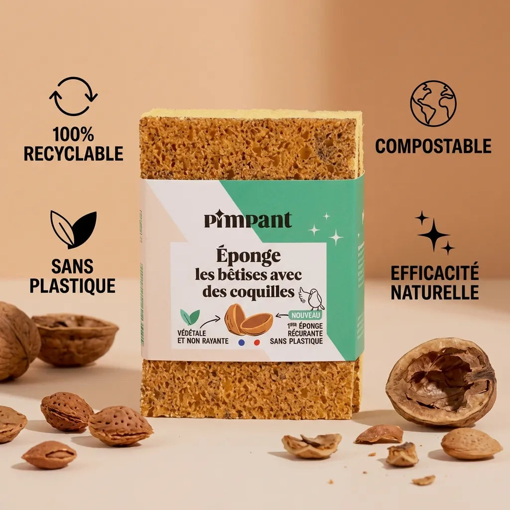 Éponge grattante Pimpant recyclable lot de 2 sans plastique compostable écologique