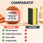 Comparatif éponge grattoir cuivre Pimpant made in France vs alternatives, avantages antibactérien sans rayures