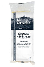 Un lot de 3 éponges végétales biodégradables de la marque La Corvette