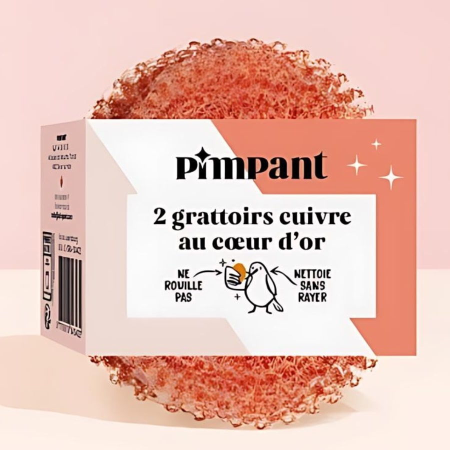 Lot de 2 Éponge Grattoir en Cuivre Pimpant