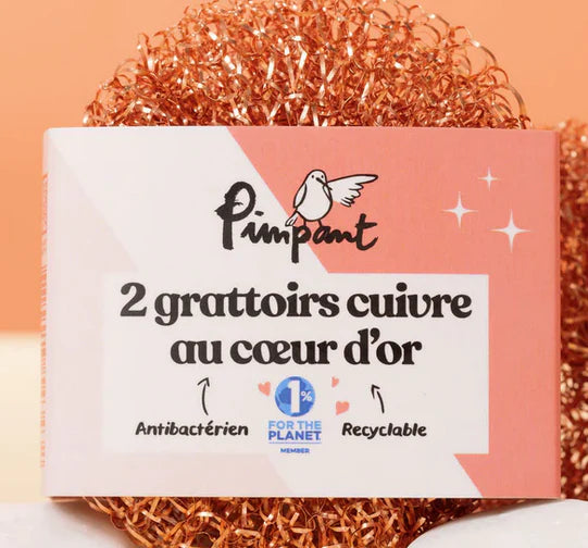 Lot de 2 Éponge Grattoir en Cuivre Pimpant