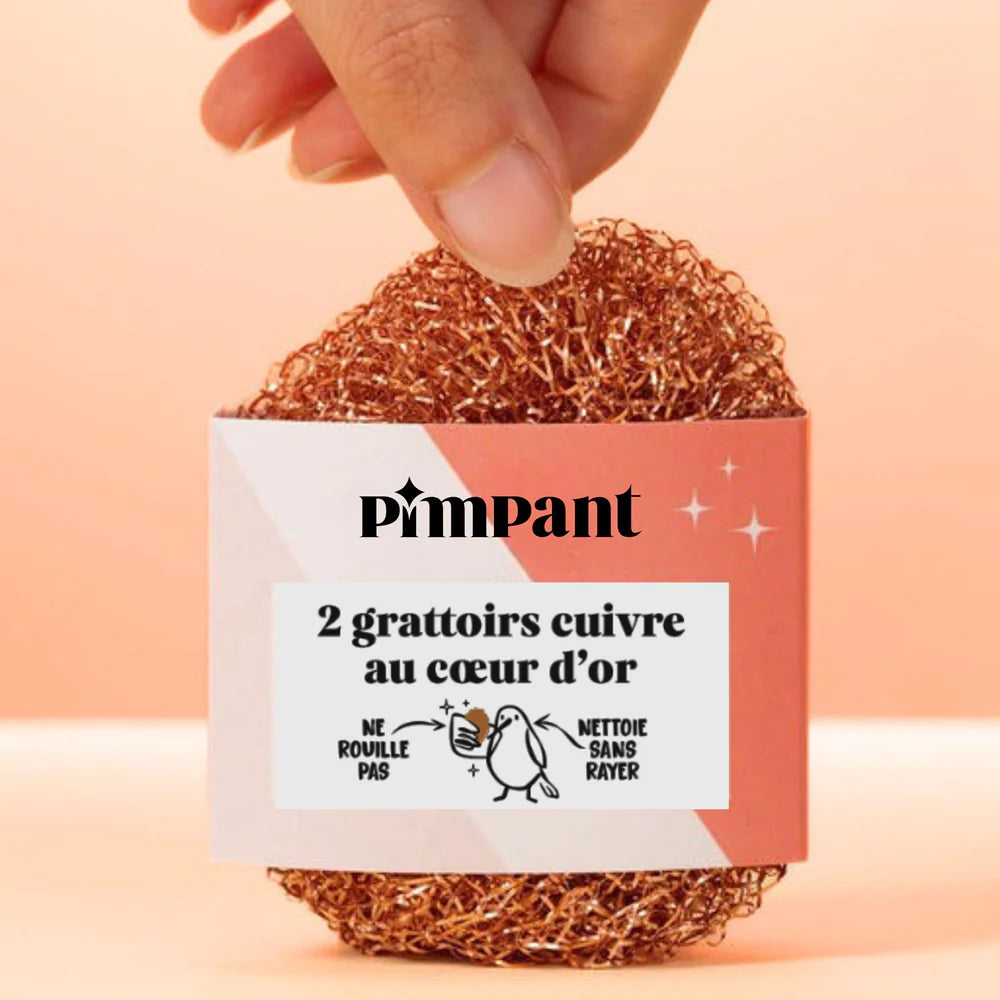 Lot de 2 Éponge Grattoir en Cuivre Pimpant