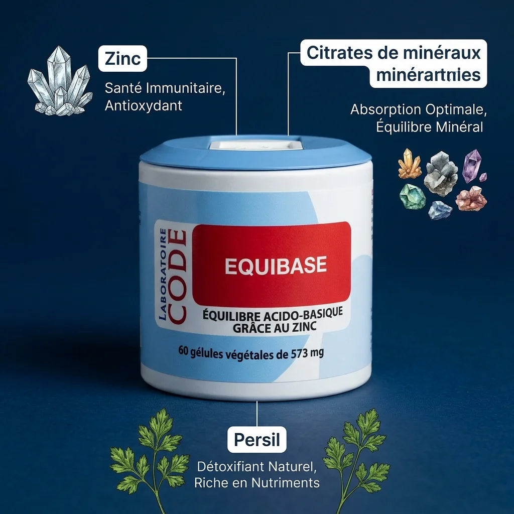Equibase 60 gélules - Complément équilibre acido-basique avec zinc et citrates minéraux