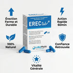Erectab stimulant sexuel naturel - boîte et 4 comprimés bleus avec bénéfices érection durable et action rapide