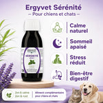 Ergyvet Sérénité - Complément naturel anti-stress pour chiens et chats, flacon 100ml avec bénéfices bien-être