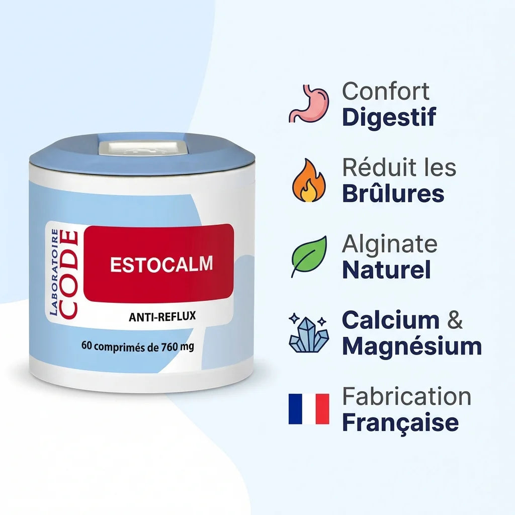 Estocalm anti-reflux gastrique 60 capsules Laboratoire Code avec bénéfices digestifs
