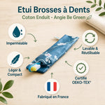 Etui brosses à dents coton enduit Angie Be Green imperméable lavable réutilisable