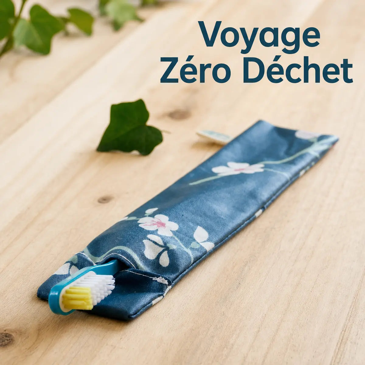 Etui brosses à dents coton enduit bleu floral Angie Be Green voyage zéro déchet