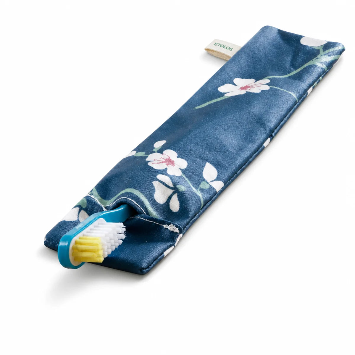 Etui brosse à dents coton enduit bleu motif floral Angie Be Green