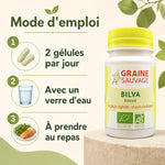 Extrait de Bilva Bio 60 gélules Graine Sauvage avec mode d'emploi posologie 2 gélules par jour