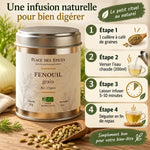 Fenouil Grain Bio Place des Épices - Boîte métallique avec guide d'infusion en 4 étapes