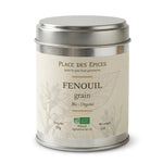 Fenouil grain bio 60g Place des épices en boîte métallique avec étiquette botaniste