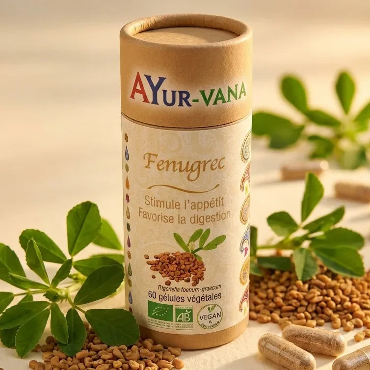 Fenugrec Bio Ayur-Vana 60 gélules avec graines et feuilles fraîches pour l'appétit et digestion
