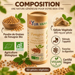 Fenugrec Bio 60 gélules Ayur-Vana - Composition, ingrédients et certifications biologiques vegan