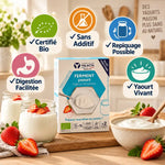 Ferment yaourt bio Yalacta en sachets avec bénéfices : certifié bio, sans additif, digestion facilitée