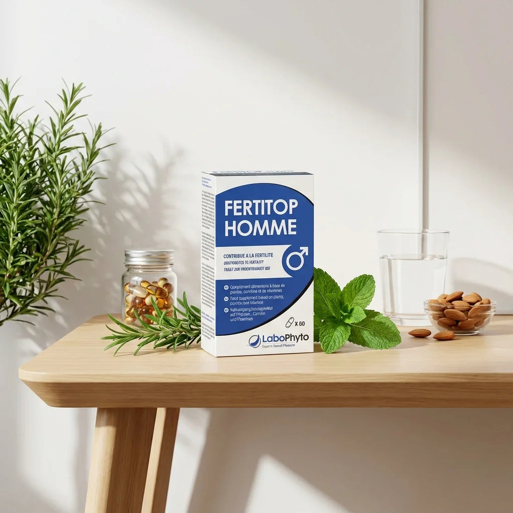 Fertitop Homme 60 gélules Labophyto complément fertilité masculine sur bureau moderne