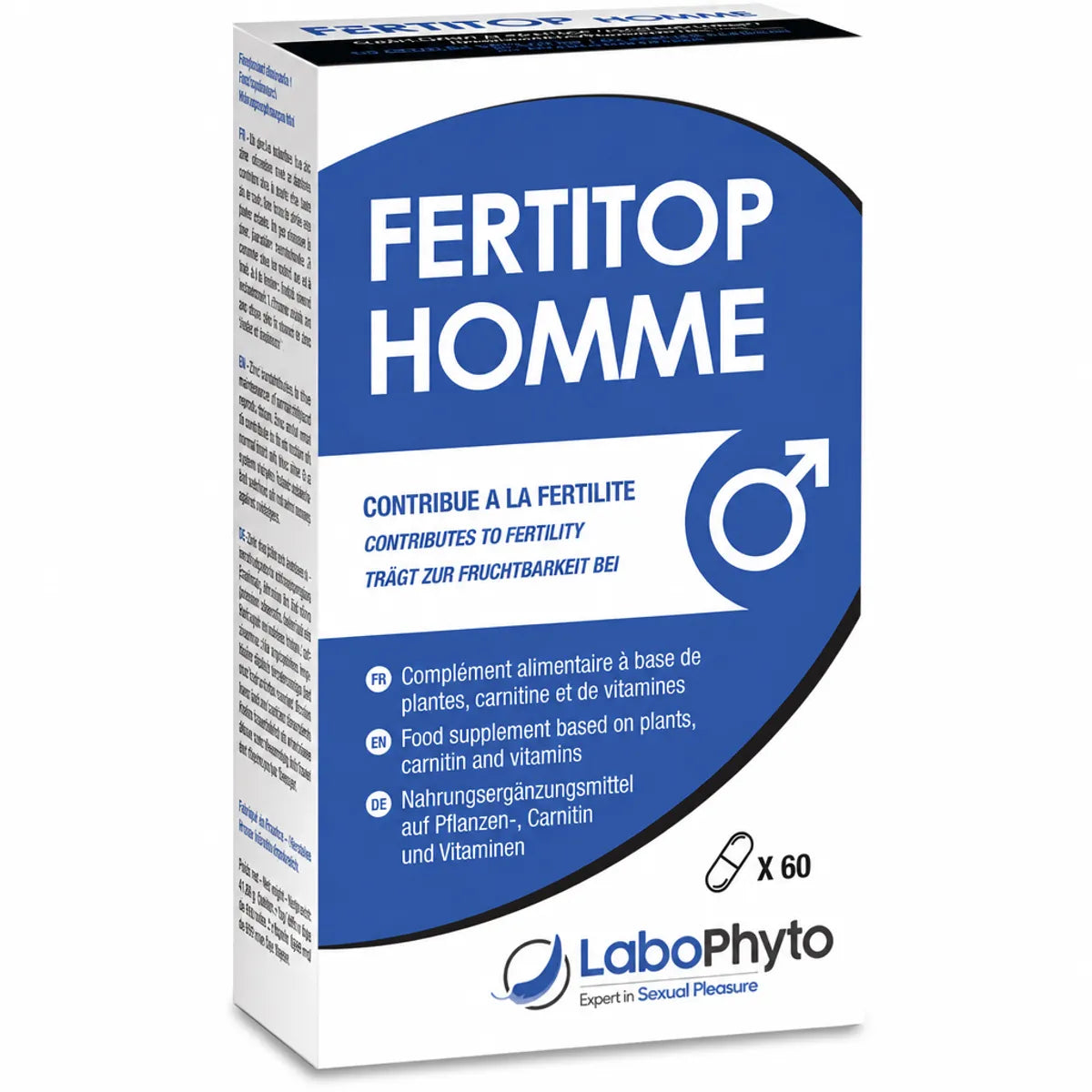 Fertitop Homme 60 gélules complément fertilité masculine Labophyto packaging bleu blanc