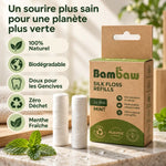 Fil dentaire soie Bambaw recharges 2x50M naturel biodégradable zéro déchet