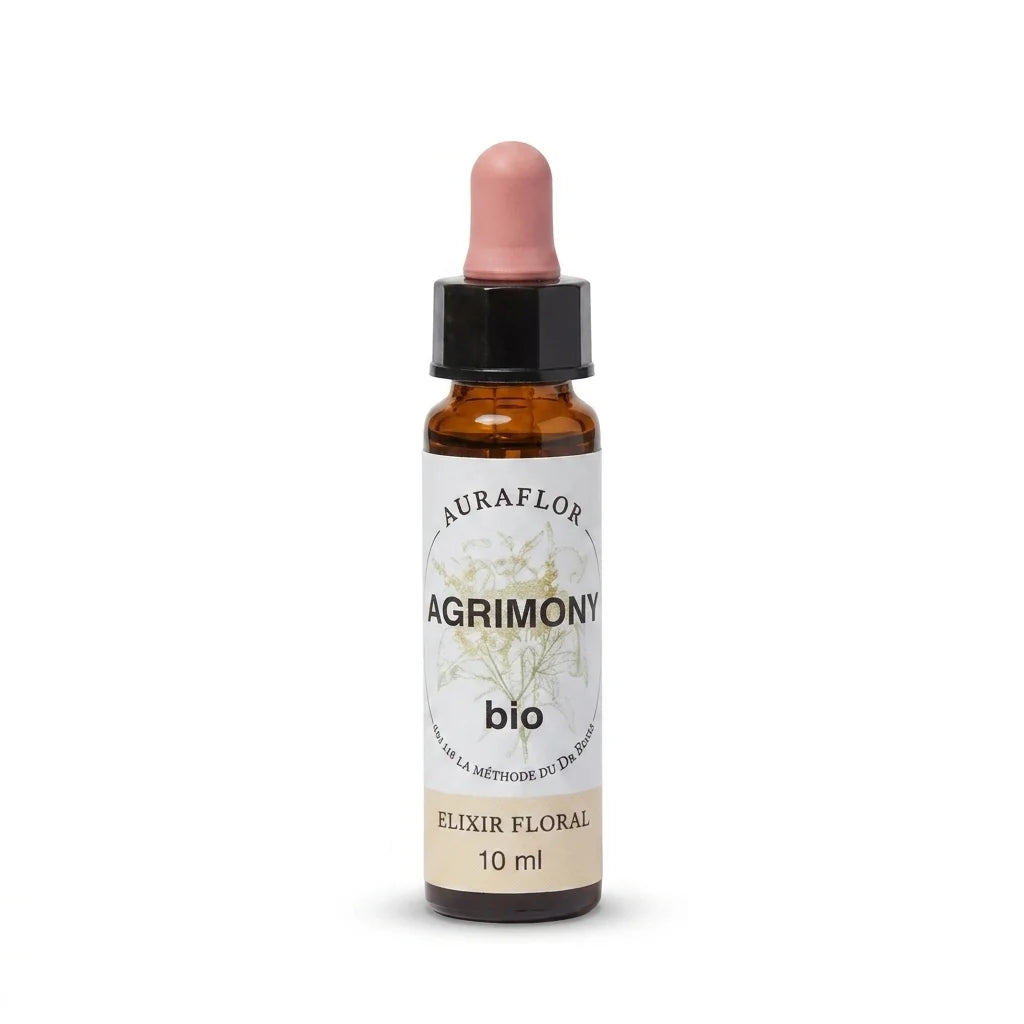 Fleur de Bach Agrimony bio 10ml flacon verre ambré avec pipette rose