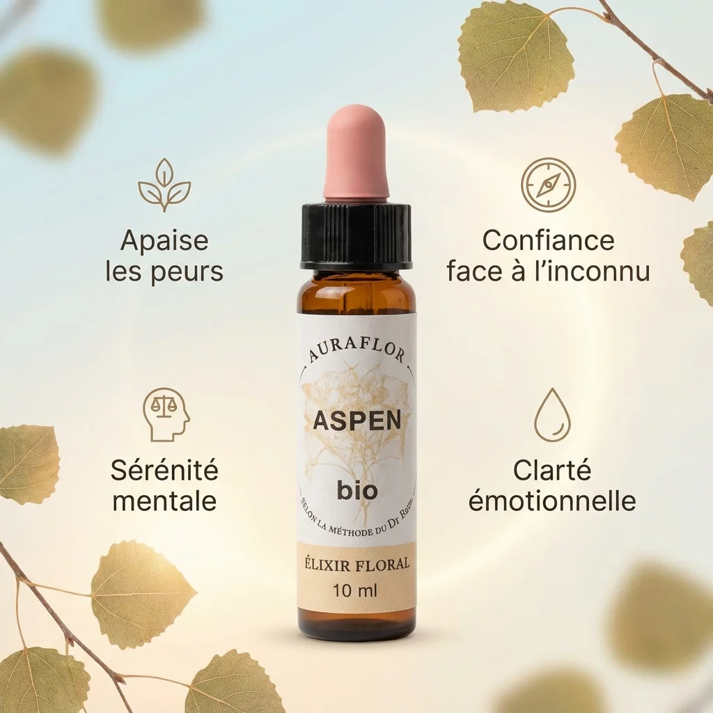 Fleur de Bach Aspen bio 10 ml Dioter - Flacon avec bénéfices apaisants et sérénité mentale