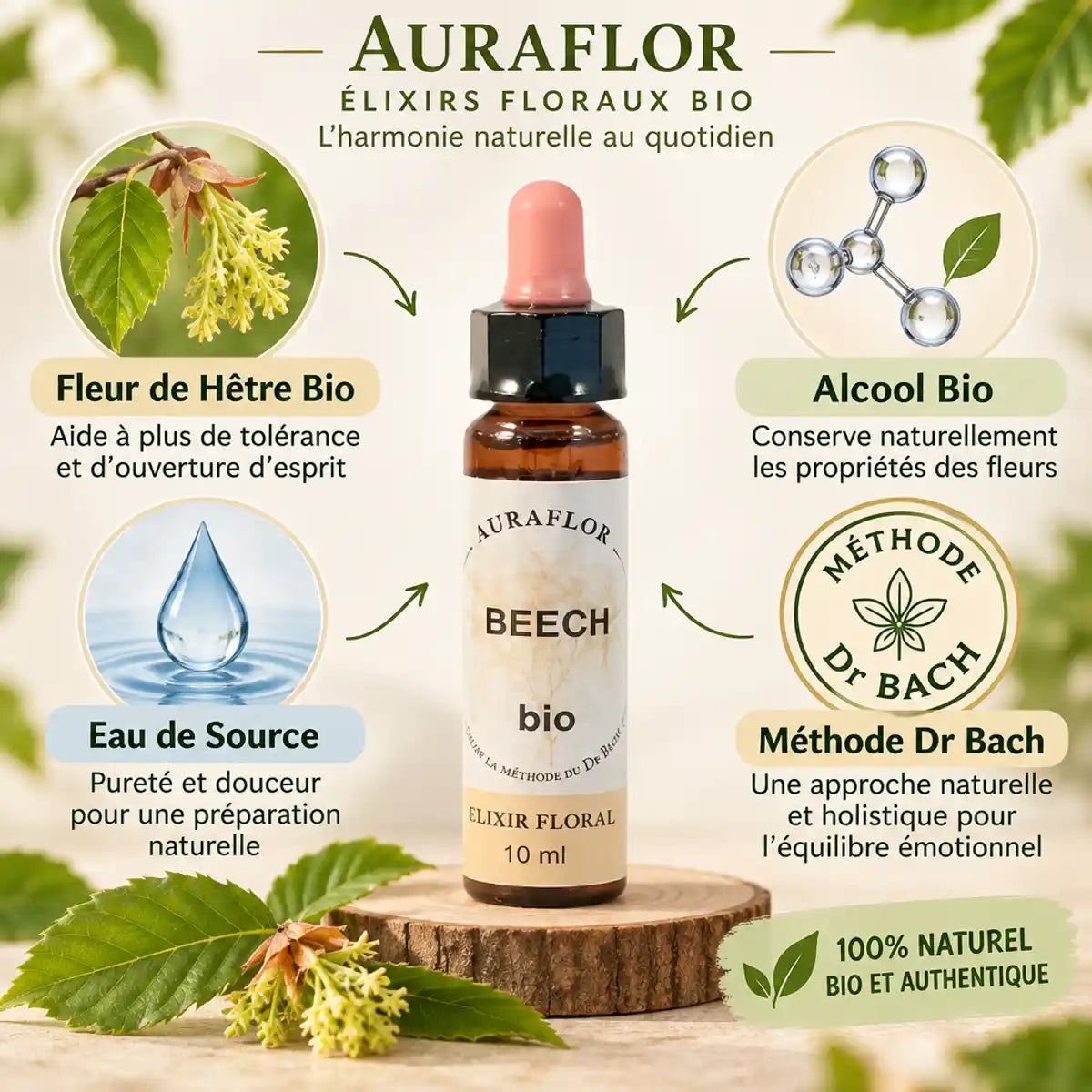 Fleur de Bach Beech bio 10ml Dioter - Flacon pipette avec ingrédients naturels
