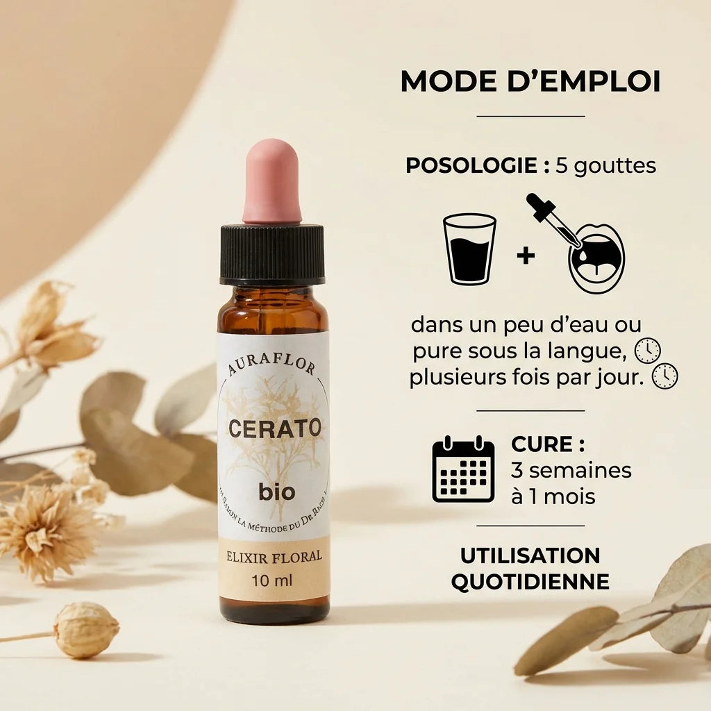Fleur de Bach Cerato Bio 10ml Dioter avec posologie et mode d'emploi détaillé