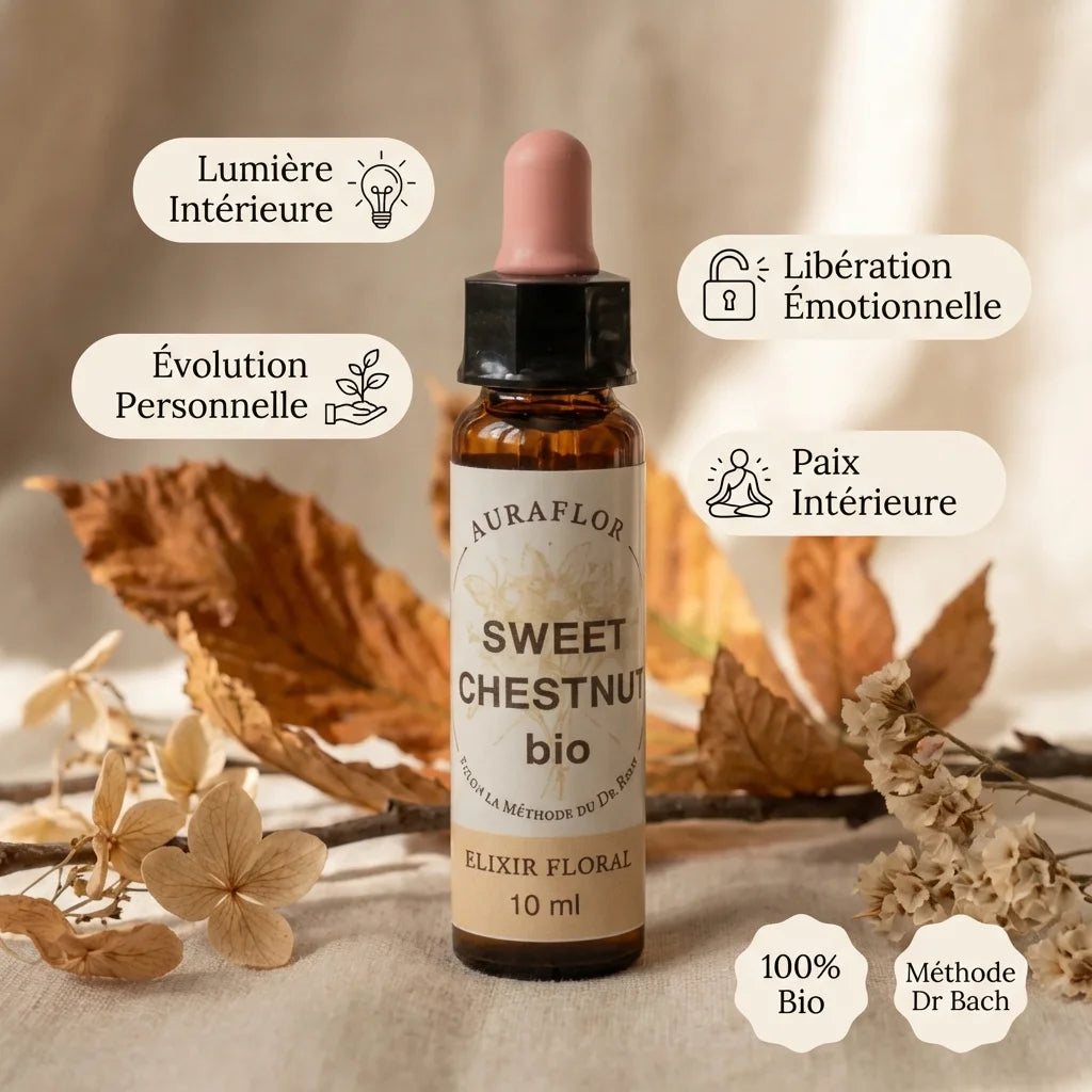 Fleur de Bach Châtaigner Bio 10ml - Flacon en verre ambré avec bénéfices bien-être et certification bio