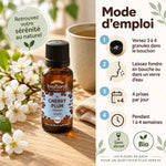 Flacon Fleur de Bach Cherry Plum Biofloral en granules avec mode d'emploi en 4 étapes, badges Sans alcool et Bio