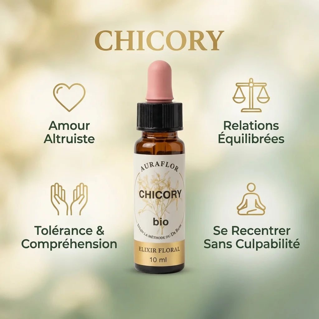 Fleur de Bach Chicorée Bio 10ml Dioter avec bénéfices : amour altruiste et relations équilibrées